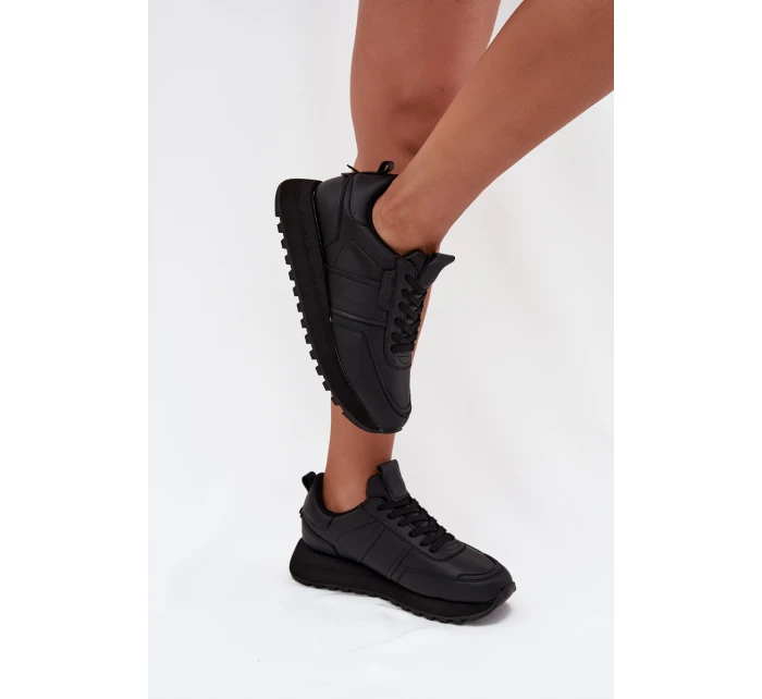 Dámské Kožené Tenisky Na Platformě Big Star OO274573 Hi-Poly System Černé Dámské Kožené Tenisky Na Platformě Big Star OO274573 Hi-Poly System Černé