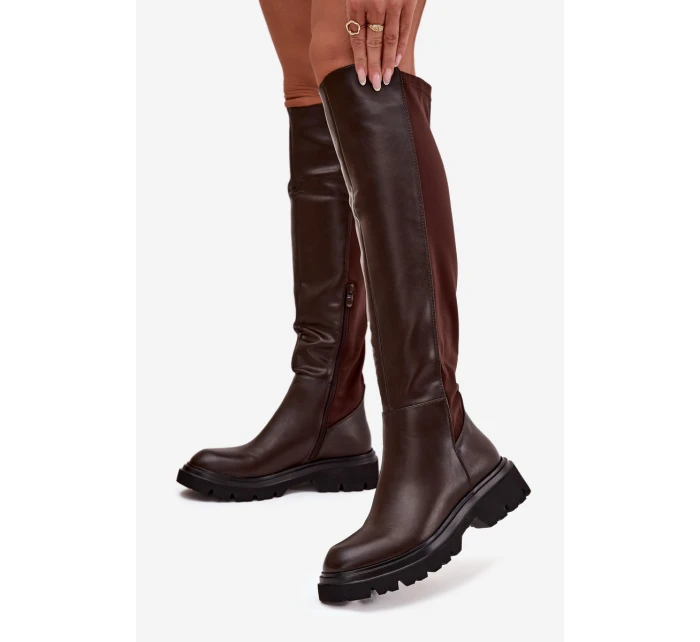 Vklouzávací dámské kozačky z ekokůže čokoládové Sylvina