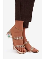 Dámské pantofle s krystaly D&A MR1037-02 Zlaté Dámské pantofle s krystaly D&A MR1037-02 Zlaté