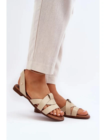 Zazoo Pohodlné kožené nazouvací sandály, béžová Zazoo Pohodlné kožené nazouvací sandály, béžová