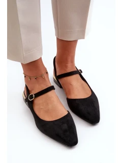 Dámské baleríny na nízkém podpatku s otevřenými podpatky Sergio Leone Black