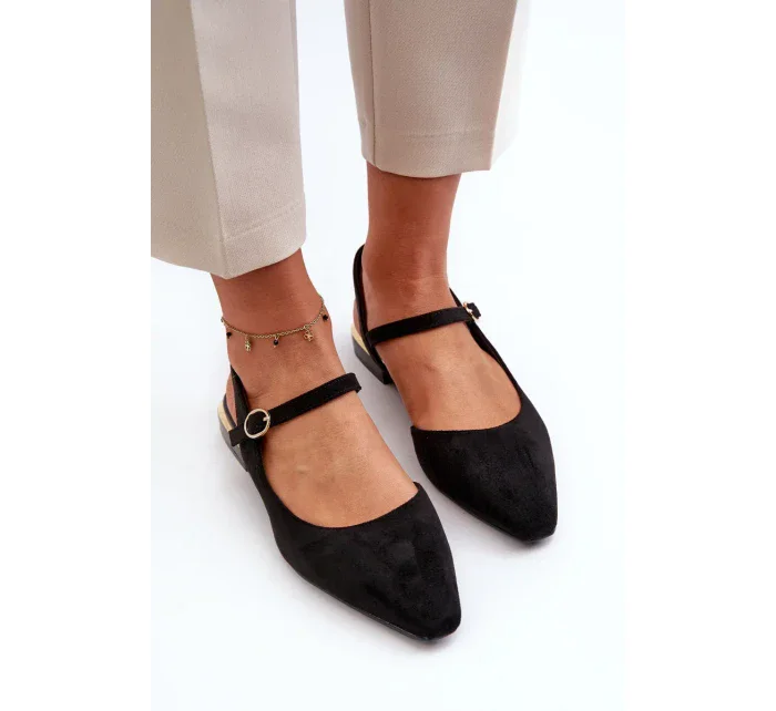 Dámské baleríny na nízkém podpatku s otevřenými podpatky Sergio Leone Black