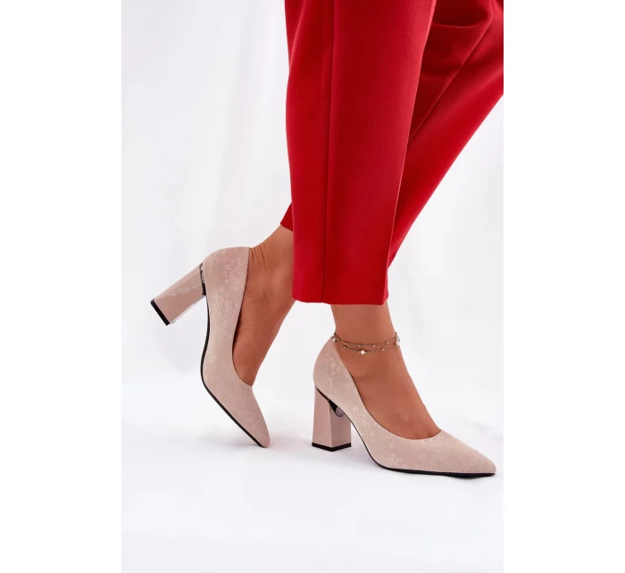 Elegantní dámské lodičky na širokém podpatku Vinceza – béžové Elegantní dámské lodičky na širokém podpatku Vinceza – béžové