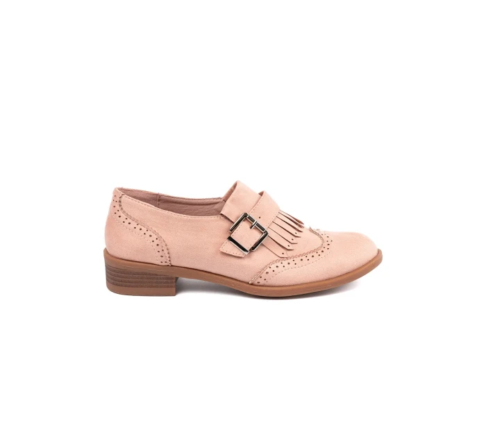 Pěkné  mokasíny růžové dámské na plochém podpatku