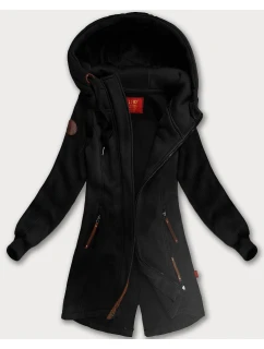 Černá dlouhá dámská mikina s kapucí (AMG-675/2)