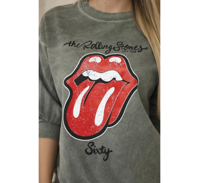 Bavlněná souprava model 20330053 potiskem teplákové + kalhoty khaki - K-Fashion Bavlněná souprava model 20330053 potiskem teplákové + kalhoty khaki - K-Fashion