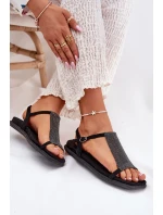 Plné Elegantní Dámské Sandály S Krystaly Artiker 56C1370 Černé