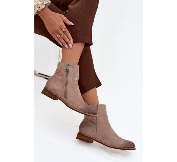 Dámské kotníkové boty na nízkém podpatku Vinceza 39961 béžové