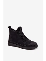 Dámské kožené zateplené kotníkové boty model 22368355 černé - Artiker Dámské kožené zateplené kotníkové boty model 22368355 černé - Artiker