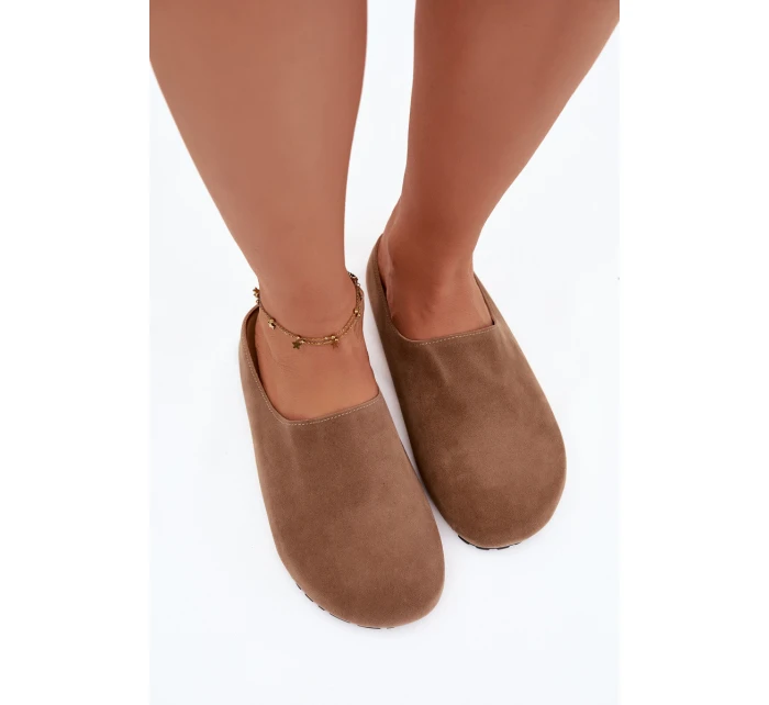 Dámské domácí pantofle z eko semiše – khaki Kalvess Dámské domácí pantofle z eko semiše – khaki Kalvess