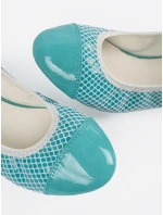 Zajímavé dámské modré baleríny bez podpatku Zajímavé dámské modré baleríny bez podpatku