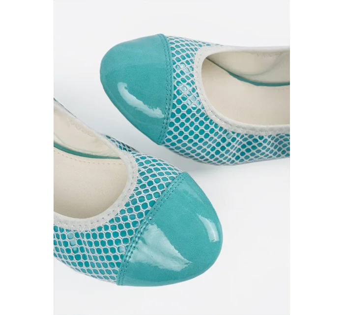 Zajímavé dámské modré baleríny bez podpatku Zajímavé dámské modré baleríny bez podpatku