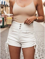 Dámské bavlněné šortky se zavazováním STYLE SHORTS white FashionStreet SY0396 Dámské bavlněné šortky se zavazováním STYLE SHORTS white FashionStreet SY0396