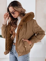 Dámská zimní bunda VESSADA krátká s kožešinou světle hnědá FashionStreet TY5061