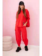 Bavlněná mikina kalhoty set červený Bavlněná mikina kalhoty set červený