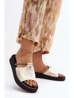 Kožené dámské žabky model 21646214 stříbrné - Zazoo Kožené dámské žabky model 21646214 stříbrné - Zazoo