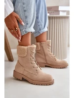 Dámské zateplené boty na zip Beige model 21667404 - Boto Dámské zateplené boty na zip Beige model 21667404 - Boto