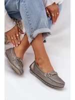 Třpytivé Plátěné Mokasíny Z Přírodní Kůže D&A LR51-546 Stříbrné Třpytivé Plátěné Mokasíny Z Přírodní Kůže D&A LR51-546 Stříbrné