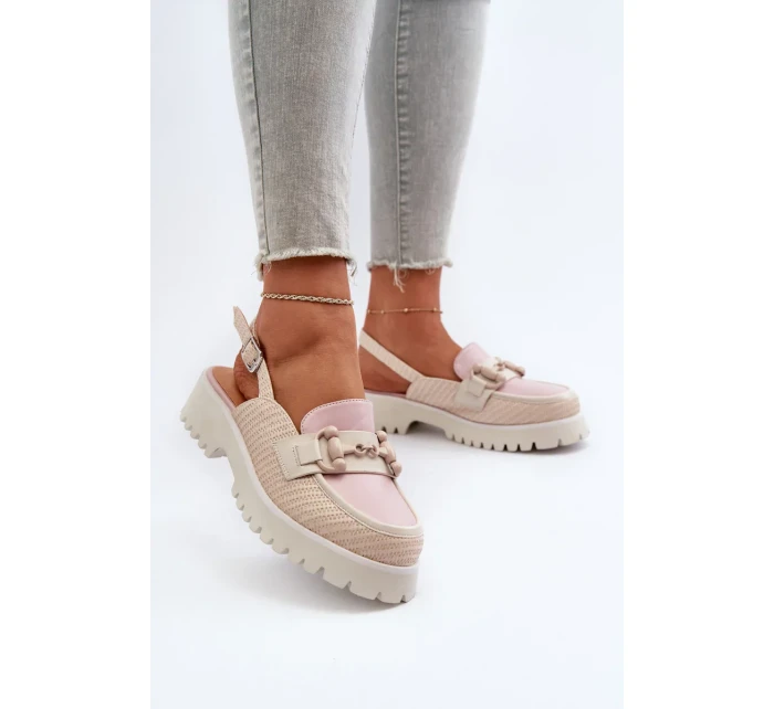 Dámské sandály na plochém podpatku s ozdobou Béžová D&A Dámské sandály na plochém podpatku s ozdobou Béžová D&A