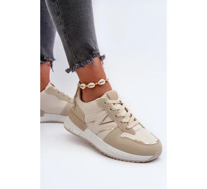 Béžové dámské tenisky vyrobené z eko kůže model 20447635 - Kesi Béžové dámské tenisky vyrobené z eko kůže model 20447635 - Kesi