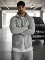 Pánská mikina na zip bez kapuce šedá BX4109