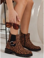 Dámské semišové kozačky s leopardím vzorem model 21994335 - Dstreet