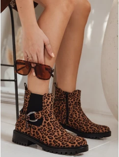 Dámské semišové kozačky s leopardím vzorem model 21994335 - Dstreet