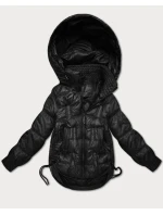 Černá bunda pro přechodné období se stahovacími boky model 21756259 - S'WEST Černá bunda pro přechodné období se stahovacími boky model 21756259 - S'WEST