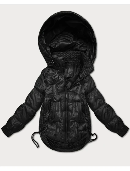 Černá bunda pro přechodné období se stahovacími boky model 21756259 - S'WEST Černá bunda pro přechodné období se stahovacími boky model 21756259 - S'WEST