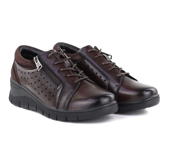 Dámské kožené polobotky na platformovém podpatku hnědé Vinceza 39977 Dámské kožené polobotky na platformovém podpatku hnědé Vinceza 39977