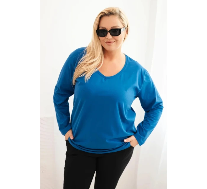 Dámská blůza Plus Size s výstřihem do V a dlouhým rukávem model 21399793 - K-Fashion Dámská blůza Plus Size s výstřihem do V a dlouhým rukávem model 21399793 - K-Fashion