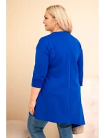 Dámská model 21808689 Plus Size z viskózy s volným střihem a dlouhým rukávem chabrová - K-Fashion