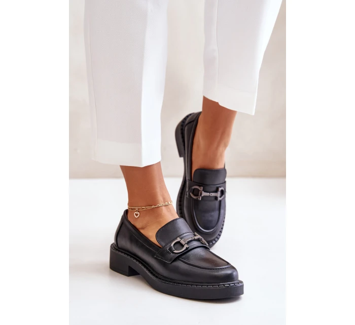 Dámské kožené mokasíny černé model 21633347 - SERGIO LEONE