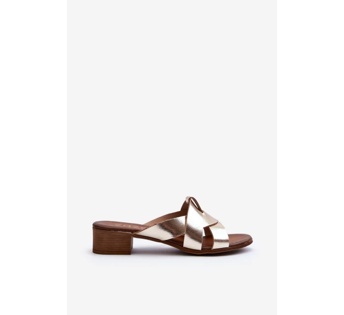 Zazoo 40236 Kožené dámské klínky na nízkém podpatku zlaté