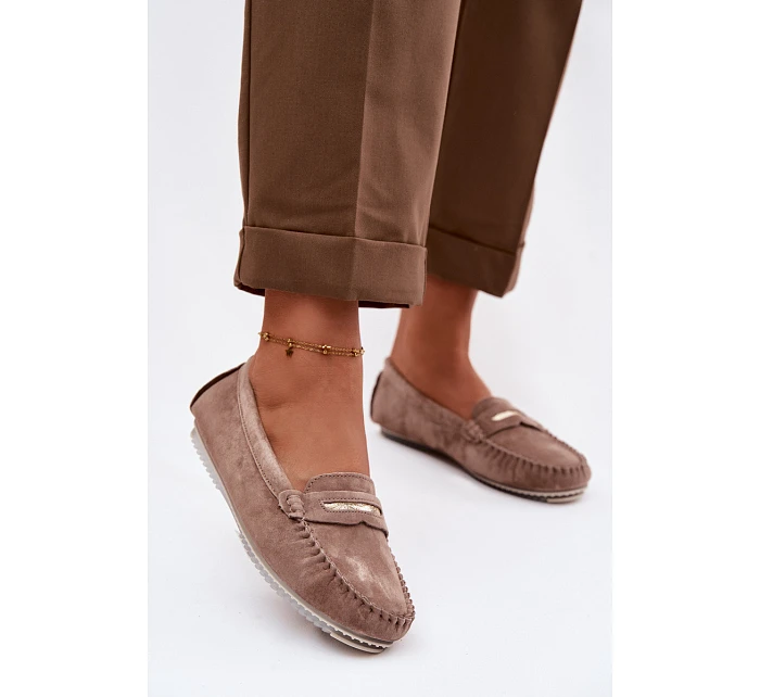 Dámské ploché Mokasíny z přírodního semiše S.Barski LR61-7029 Hnědé