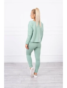 Souprava s oversize halenkou tmavě mátové barvy