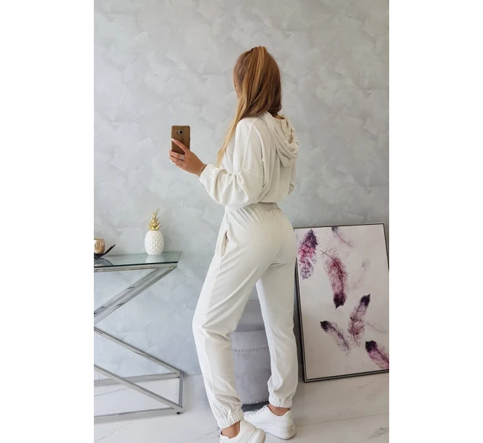 Velurová souprava s kapucí ecru Velurová souprava s kapucí ecru