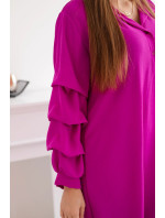 Oversized šaty s ozdobnými rukávy fialka