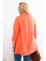 Dámská bavlněná blůza Plus Size asymetrická s ohrnutým rukávem meruňková