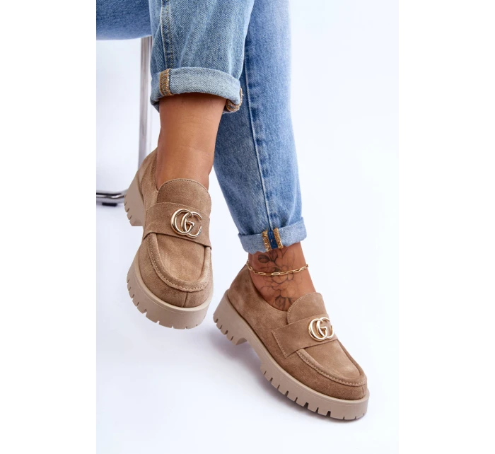 Dámské semišové polobotky s ozdobou Bežové Rosefalls