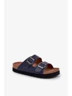 Pánské lehké pantofle s přezkami z ECO kůže Big Star – tmavě modré