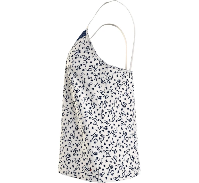 Dámský pyžamový top WOVEN CAMI PRINT UW0UW05006 02X  bílý s potiskem - Tommy Hilfiger