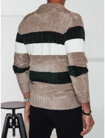 Pánský pruhovaný svetr hnědý Dstreet model 21982445 - FashionStreet