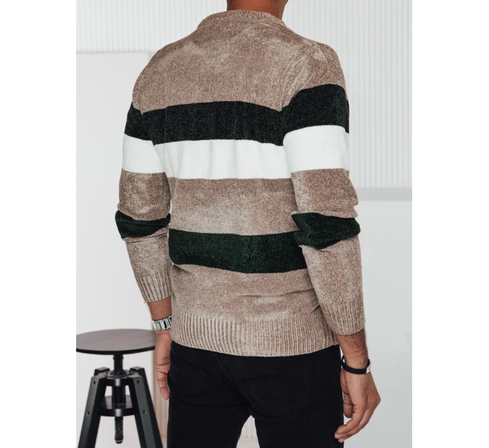 Pánský pruhovaný svetr hnědý Dstreet model 21982445 - FashionStreet
