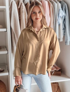 Dámská košile oversize SATINIA béžová FashionStreet DY0451
