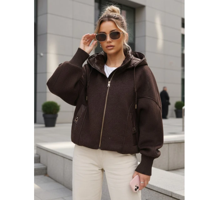 Kurtka damska przejściowa z kapturem brązowa model 22035968 - FashionStreet