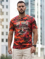 Tshirt męski klasyczny moro z nadrukiem pomarańczowy model 22225075 - FashionStreet