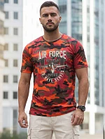 Klasické pánské tričko v kamuflážovém vzoru s potiskem, oranžové, FashionStreet NX2001R