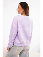 Dámská viskózová mikina s dlouhým rukávem v drobných květinách fialová