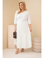 Dámská sukně Plus Size bavlněná mušelínová s volánem a gumou bílá